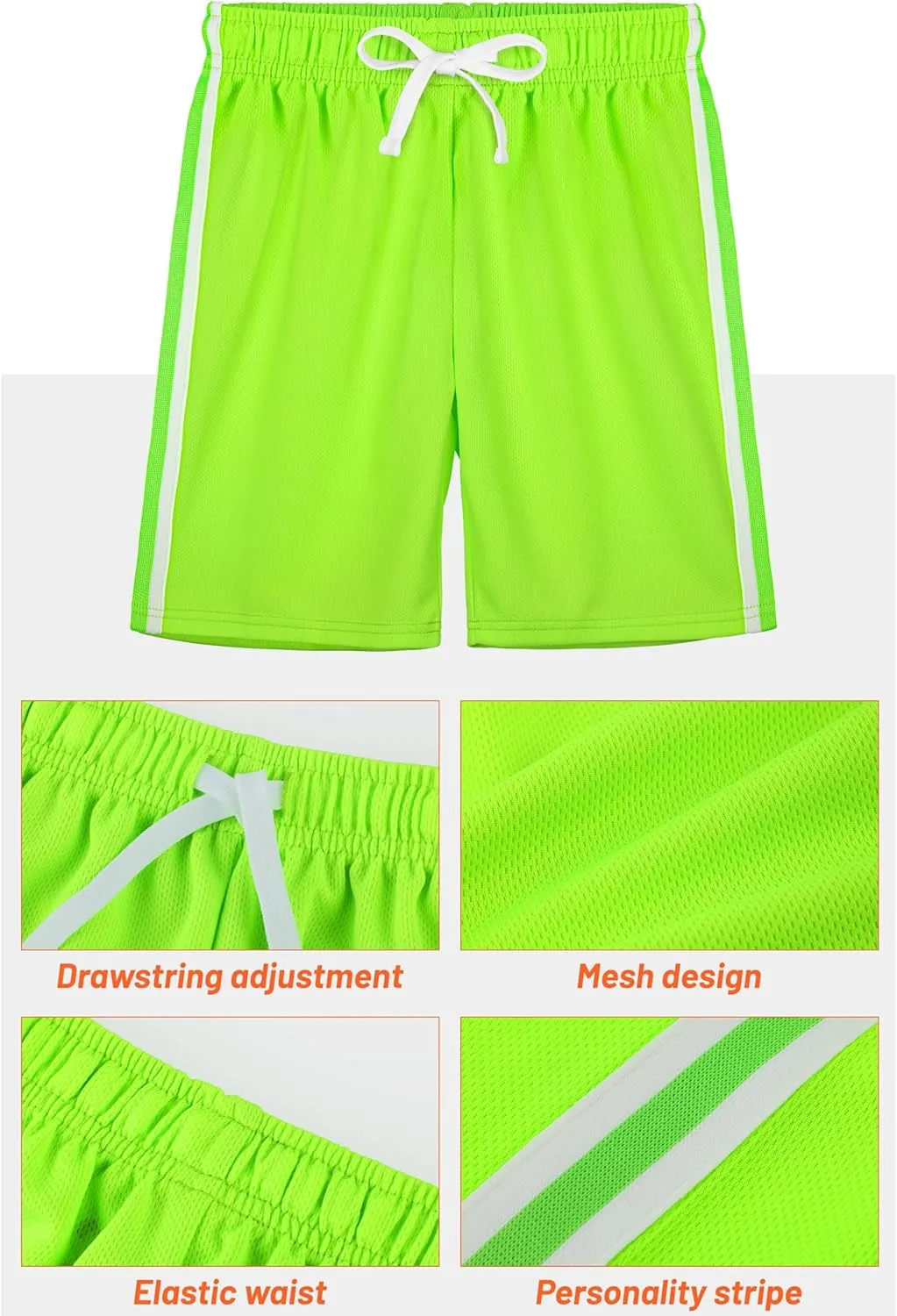 4 Pack Boys Shorts Toddler Boys Athletic Basketball Shorts Clothes Kids Mesh Active Quick Dry Gym Sports with Stripe