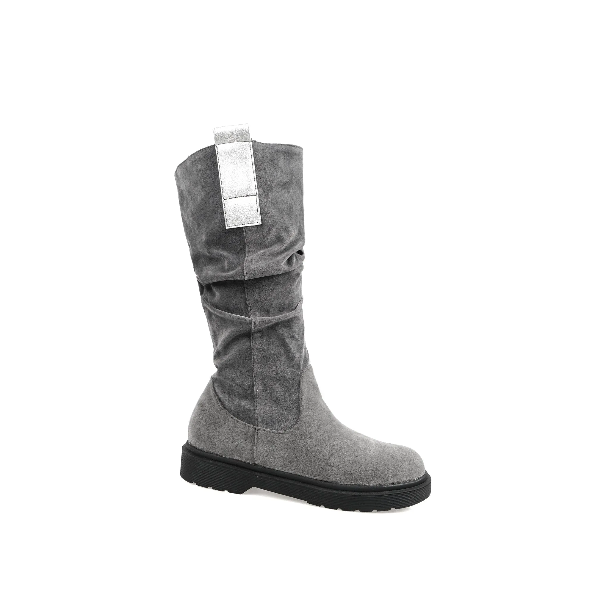 Bigsizeheels Suede warm flat snow boots - Gray