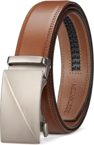 BOSTANTEN Mens Belt Leather Ratchet Belt For Men Dress and Casual with Adjustable Buckle, Trim to Fit