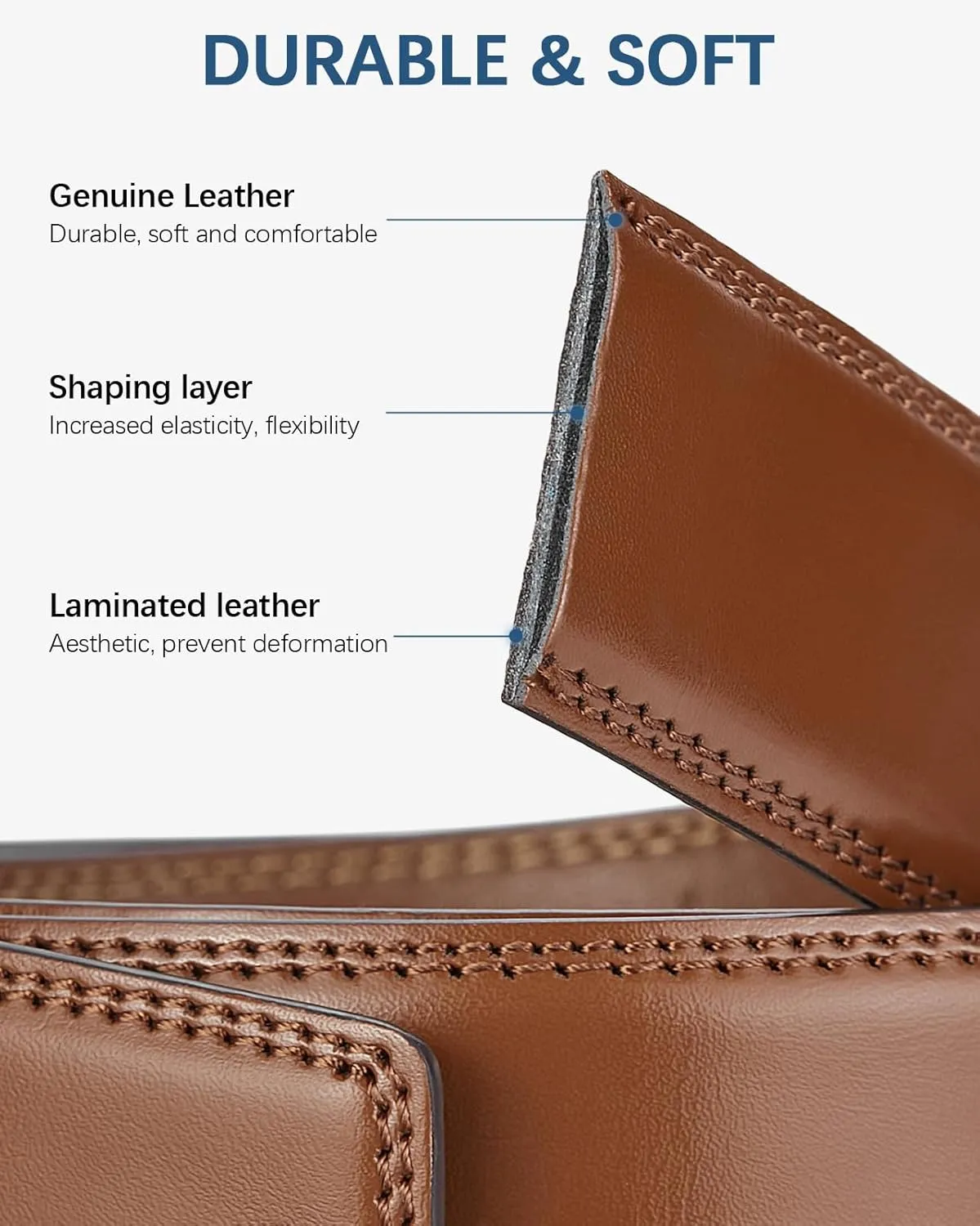 BOSTANTEN Mens Belt Leather Ratchet Belt For Men Dress and Casual with Adjustable Buckle, Trim to Fit