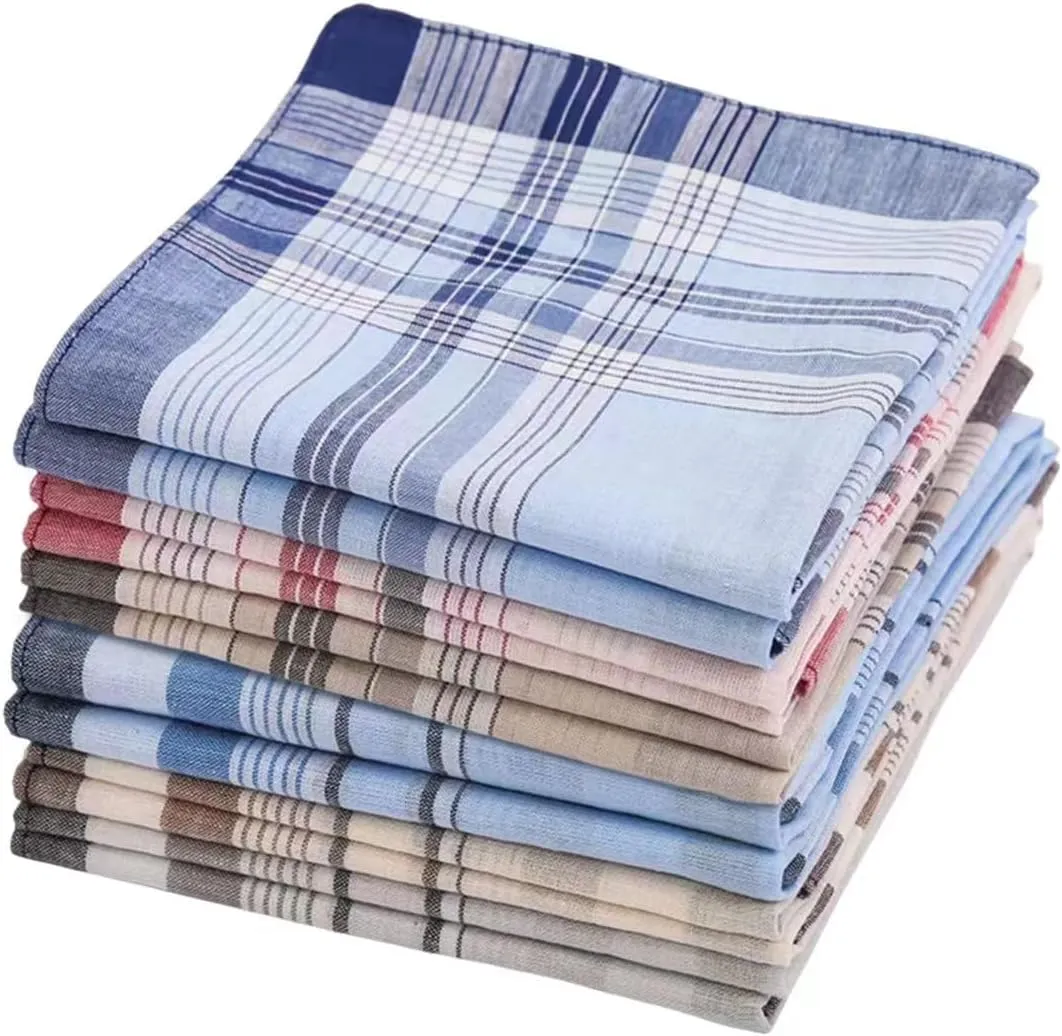 cotton men's handkerchiefs, Classic Hankie for Grooms, Weddings, Prom, Celebration, Party,Pack of 12