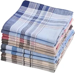 cotton men's handkerchiefs, Classic Hankie for Grooms, Weddings, Prom, Celebration, Party,Pack of 12