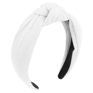 CURASA Headbands for Women Girls Non Slip Knotted Headband Wide Preppy Fashion Hairband White Top Knot Decorative Hair Accessories Fabric Comfortable Hair Bands Yoga Elastic Head Bands For Thick Thin