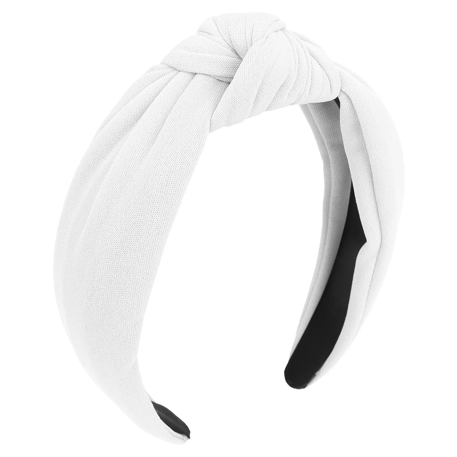 CURASA Headbands for Women Girls Non Slip Knotted Headband Wide Preppy Fashion Hairband White Top Knot Decorative Hair Accessories Fabric Comfortable Hair Bands Yoga Elastic Head Bands For Thick Thin