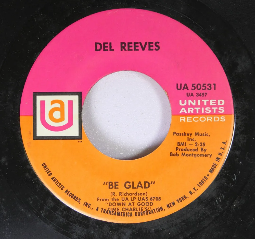 DEL REEVES MOCCASIN BRANCH / BE GLAD 45 rpm single