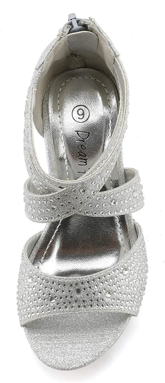 DREAM PAIRS Girls Sandals Low Heel Dress Pump Sandals
