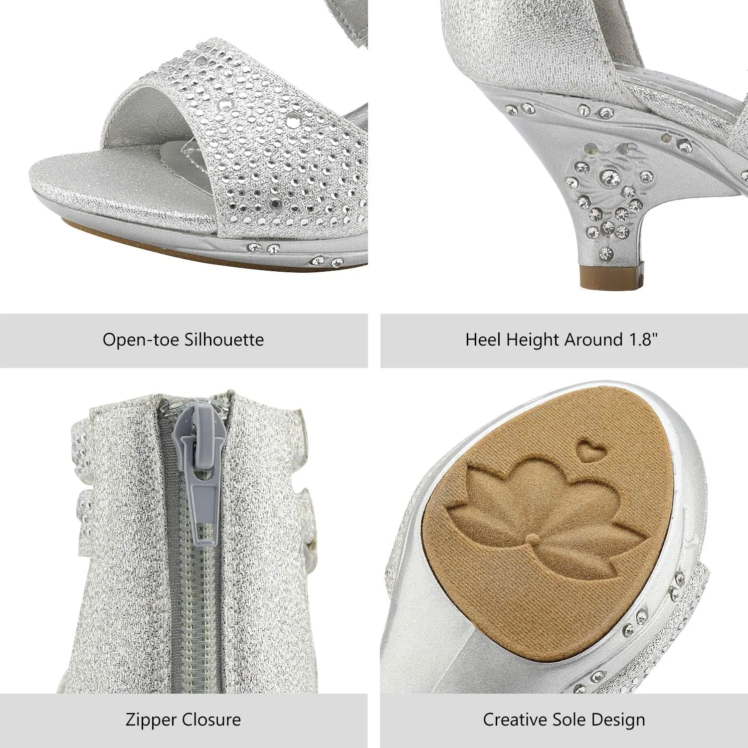 DREAM PAIRS Girls Sandals Low Heel Dress Pump Sandals
