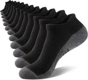 eallco Mens Ankle Socks Low Cut Athletic Cushioned Running Tab Socks 6 Pack