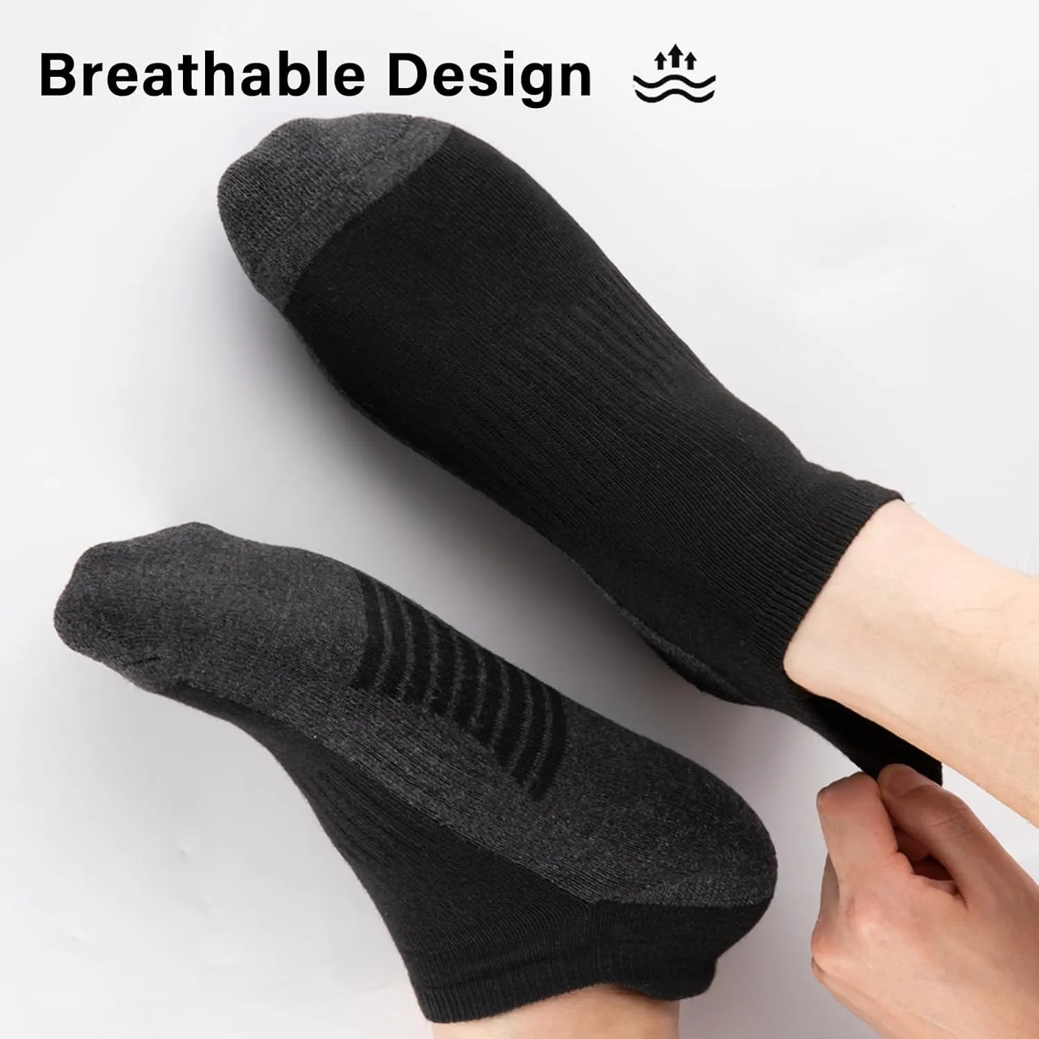 eallco Mens Ankle Socks Low Cut Athletic Cushioned Running Tab Socks 6 Pack