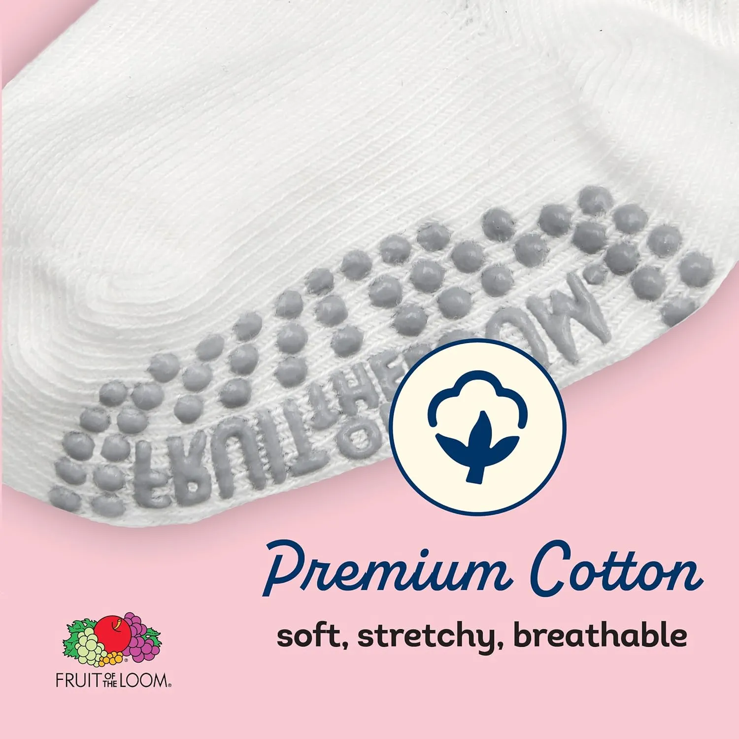 Fruit of the Loom Cotton Grip Socks for Baby and Toddler