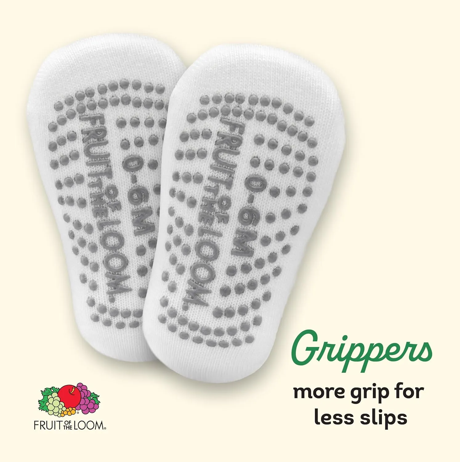 Fruit of the Loom Cotton Grip Socks for Baby and Toddler