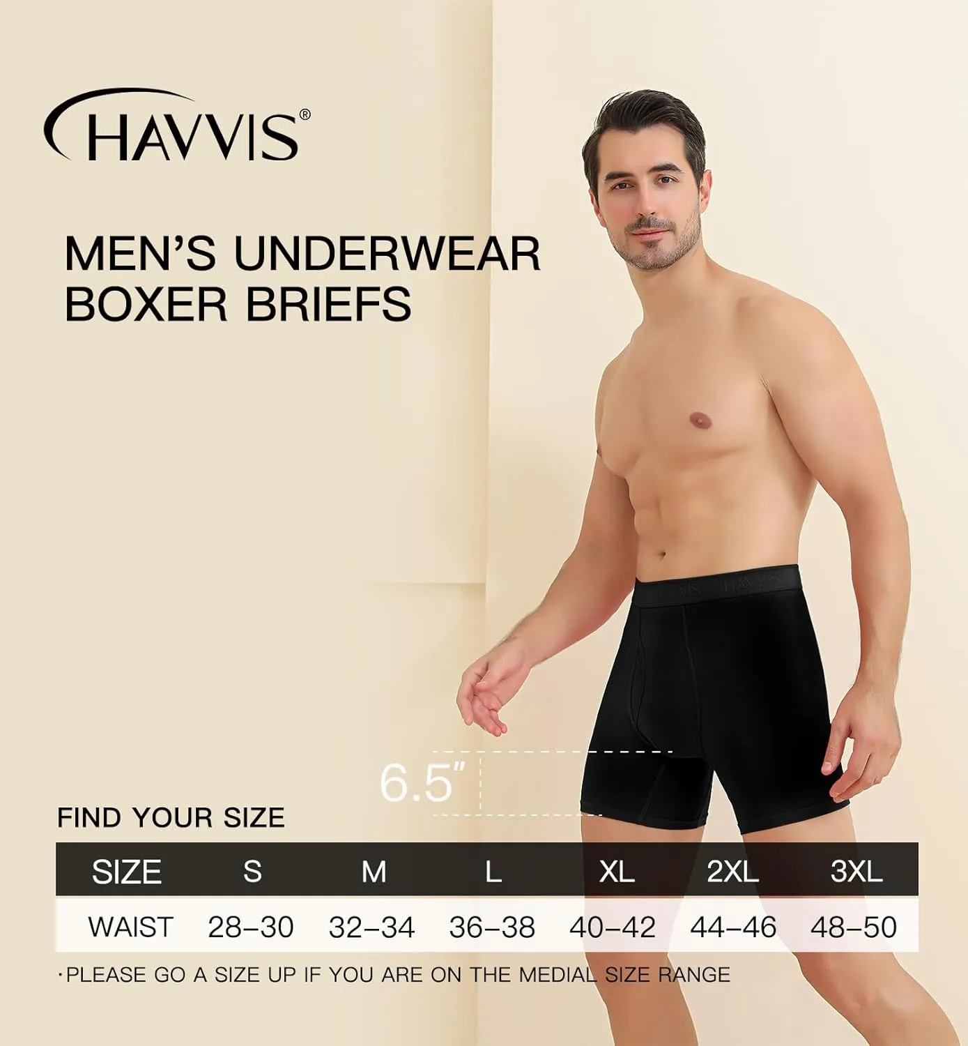 HAVVIS Men's Performance Underwear Boxer Briefs Soft Comfortable Bamboo Viscose Underwear for Men Multipack