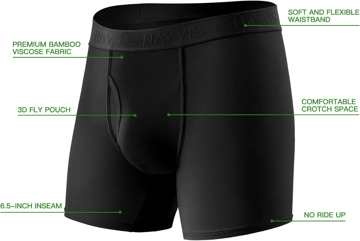 HAVVIS Men's Performance Underwear Boxer Briefs Soft Comfortable Bamboo Viscose Underwear for Men Multipack