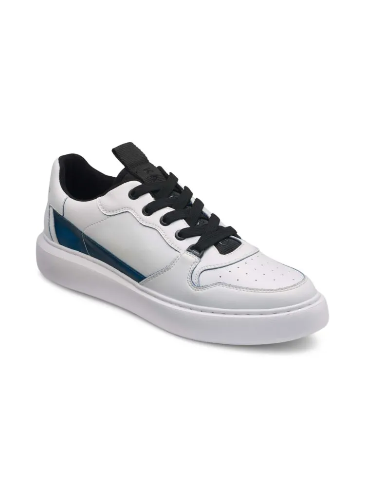 Karl Lagerfeld Paris two-tone leather sneakers, white
