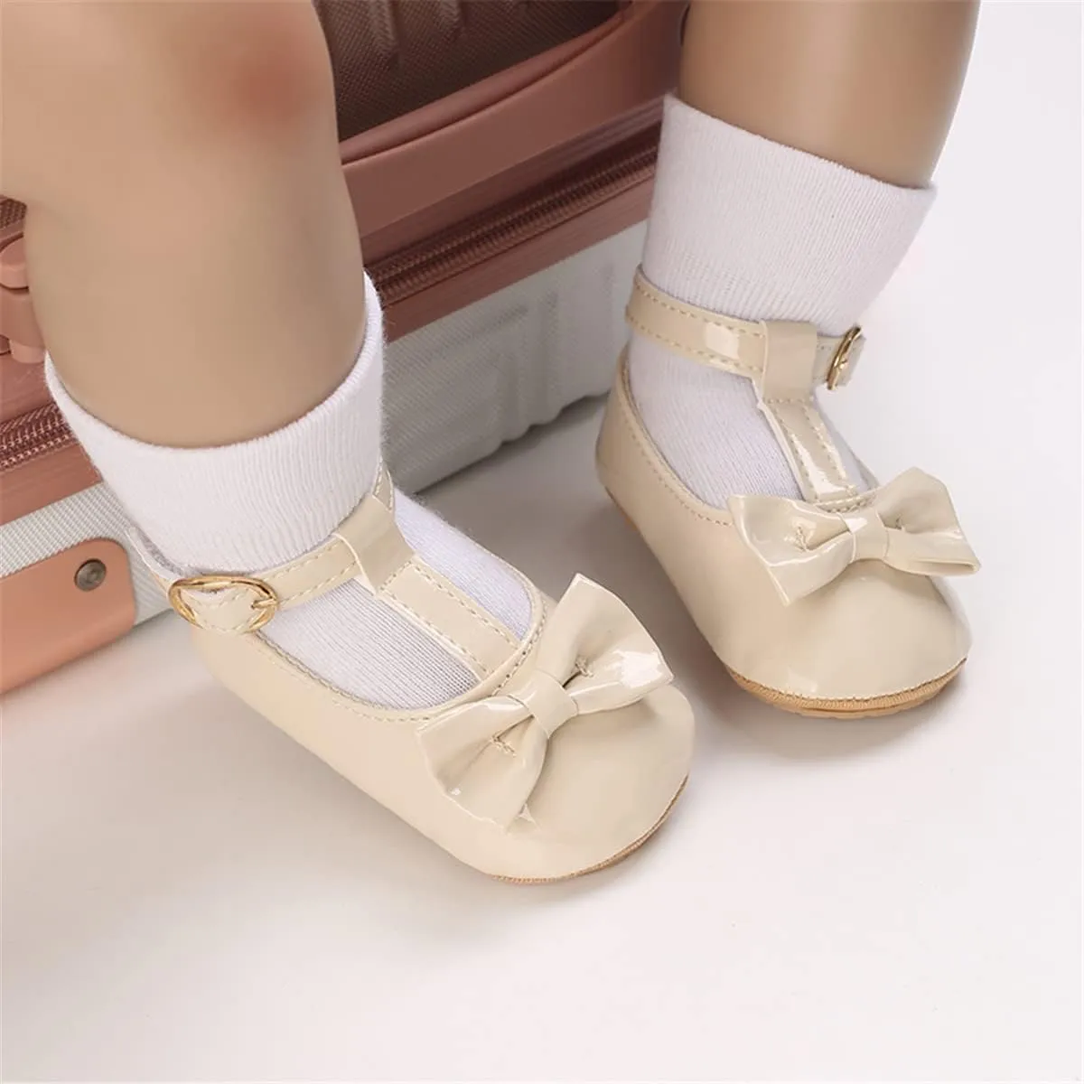 LAFEGEN Baby Girl Shoes Non Slip Soft Sole PU Leather Infant Toddler Mary Jane Flats First Walker Crib Dress Oxford Shoes 3-18 Months