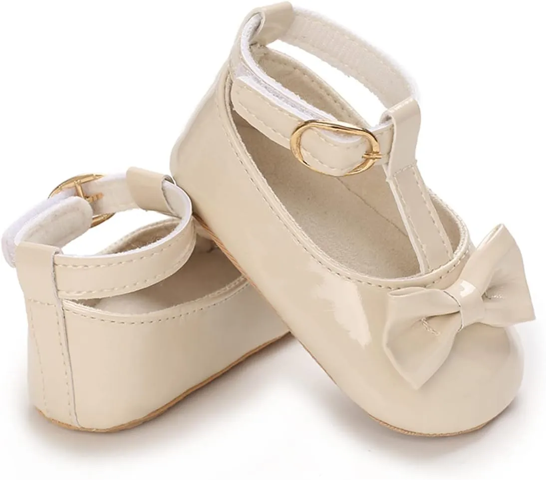 LAFEGEN Baby Girl Shoes Non Slip Soft Sole PU Leather Infant Toddler Mary Jane Flats First Walker Crib Dress Oxford Shoes 3-18 Months