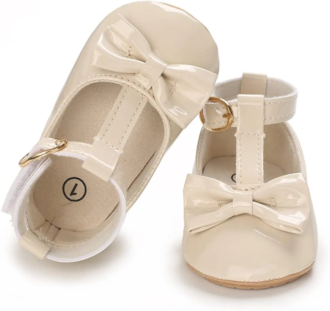 LAFEGEN Baby Girl Shoes Non Slip Soft Sole PU Leather Infant Toddler Mary Jane Flats First Walker Crib Dress Oxford Shoes 3-18 Months