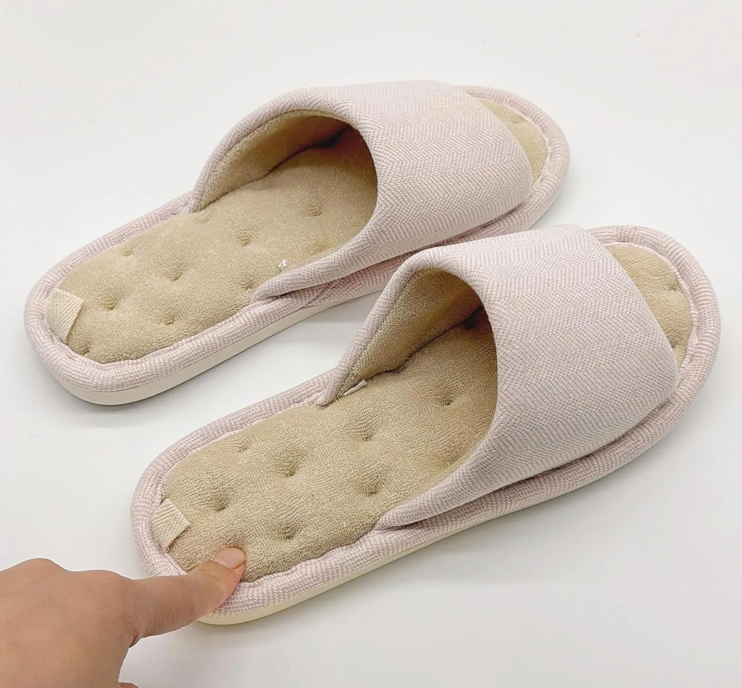 MAGILONA Women House Slippers Mens Bedroom Indoor Shoes Fall Memory Foam Open-Toe Home Shoes Slid Flax Soft Non-Slip Shoes