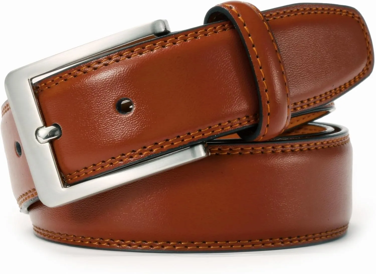 Men's Casual Leather Jeans Belts Classic Work Business Dress Belt with Prong Buckle for Men
