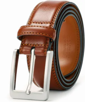 Men's Casual Leather Jeans Belts Classic Work Business Dress Belt with Prong Buckle for Men