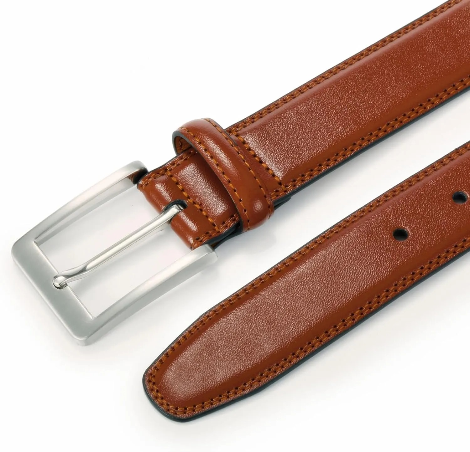 Men's Casual Leather Jeans Belts Classic Work Business Dress Belt with Prong Buckle for Men