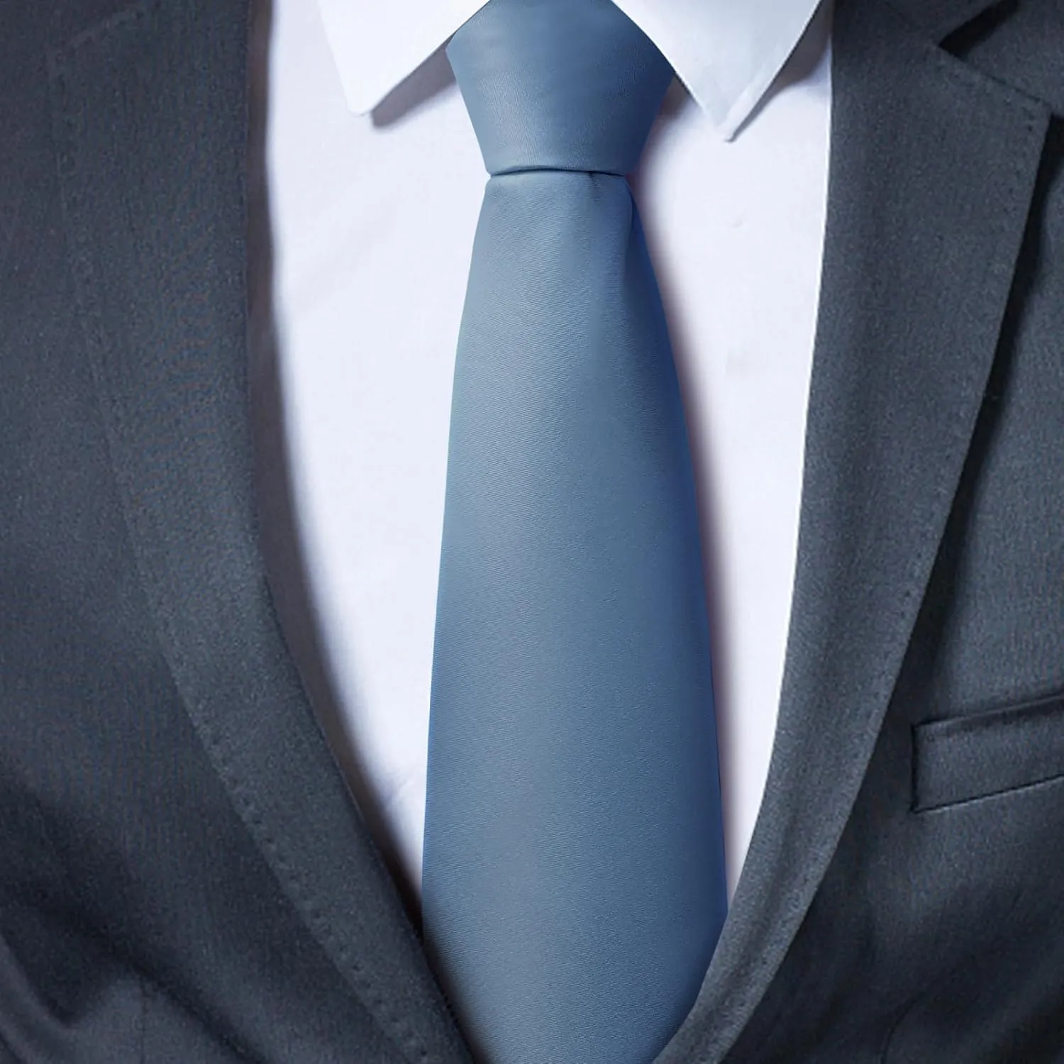 Men's Classic Satin 3.15" Soild Color Necktie Wedding Business Tie & Gift Box