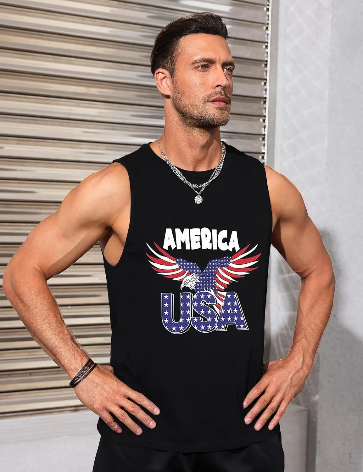 Mens Graphic Tank Tops Sleeveless Muscle Shirts Beach Hawaiian Coconut Tree Patriotic Tank Tops