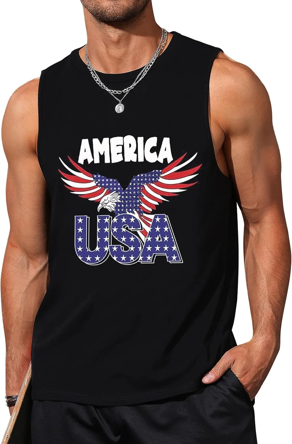 Mens Graphic Tank Tops Sleeveless Muscle Shirts Beach Hawaiian Coconut Tree Patriotic Tank Tops