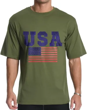 Men's Graphic Tees, Short Sleeve USA Flag Crewneck Casual American Patriotic Regular T-Shirt for Men