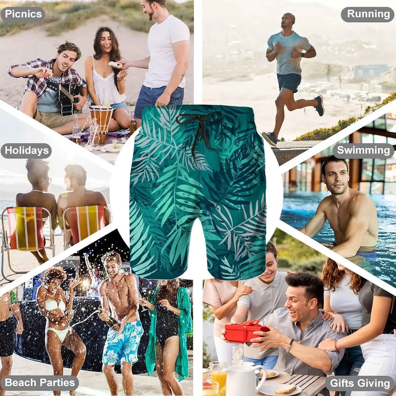 Men's Swim Trunks Quick Dry Swimming Trunks Upside Down Pineapple Beach Shorts with Mesh Lining and Pockets