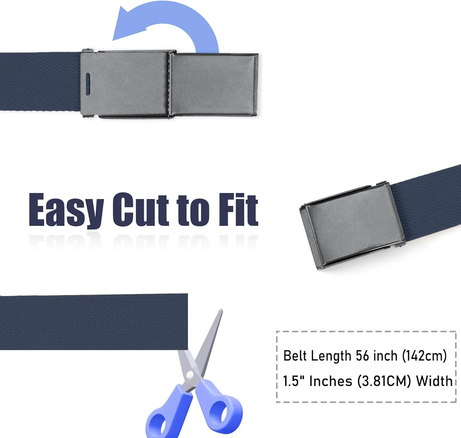 Mile High Life Canvas Web Belt | Cut to Fit Up to 52" | Flip-Top Matte Silver Nickel Buckle 12 Colors