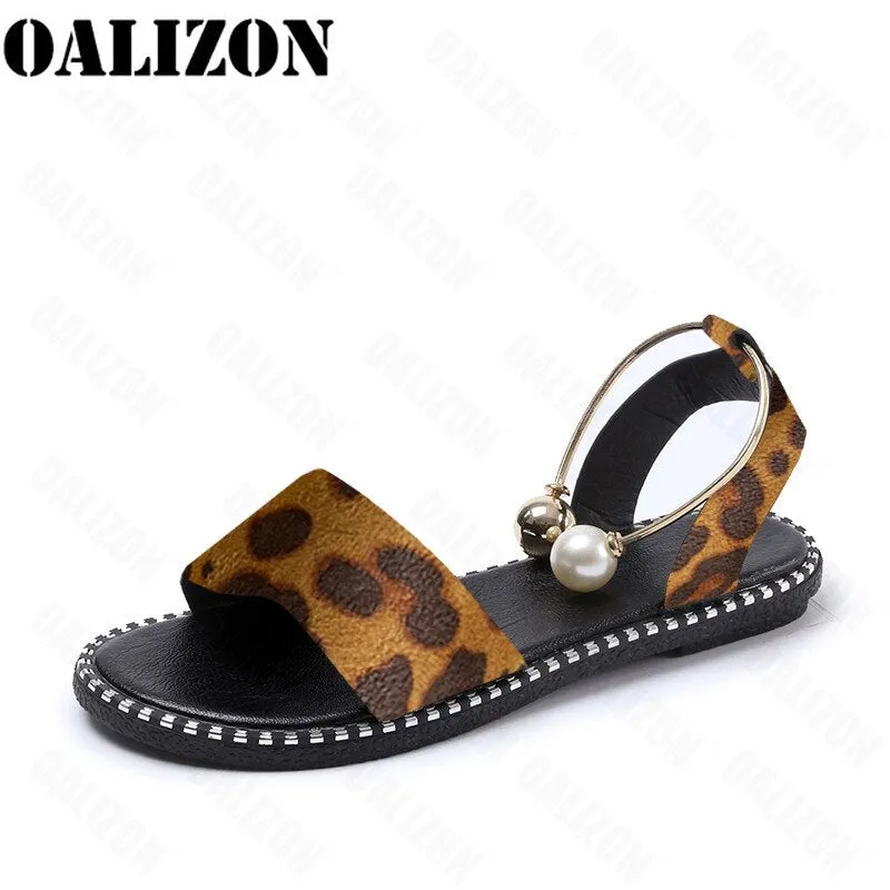 New Summer Women Beaded Pearly Sandals Slippers Shoes Ladies Flats Sandals Flip Flop Casual Flat Slingback Sandals Shoes