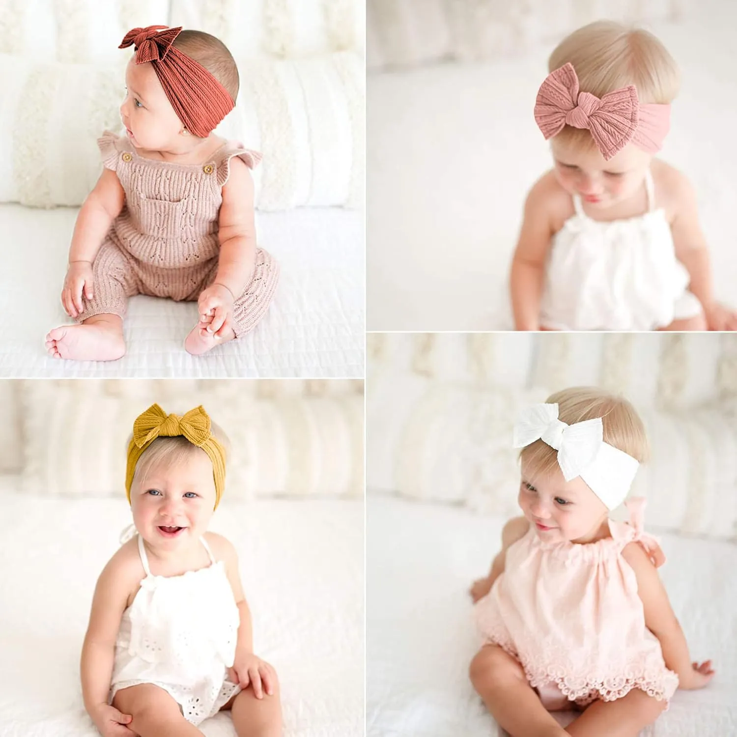 Niceye Baby Girls Headbands with Bows Handmade Hair Accessories Stretchy Hairbands for Newborn Infant Toddler