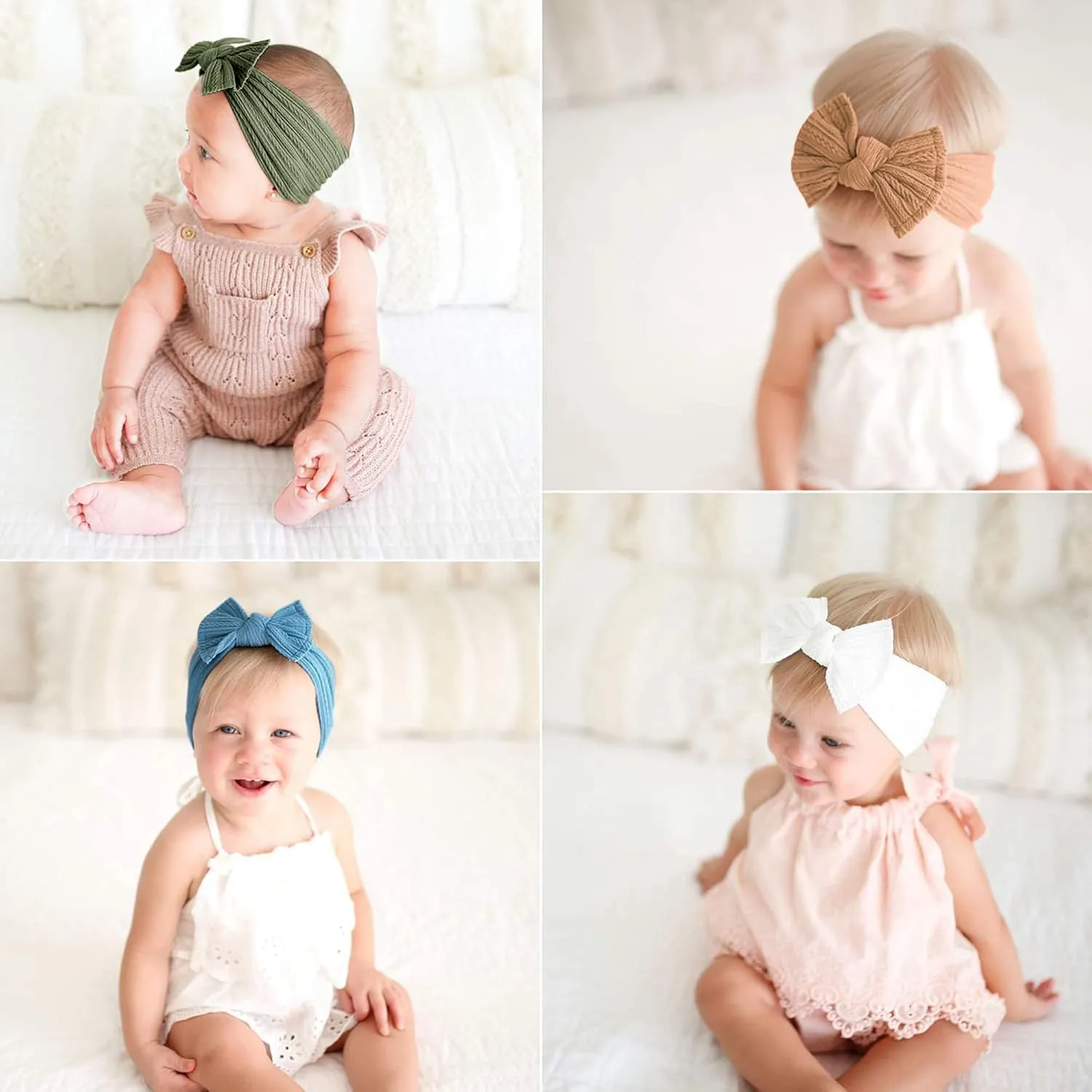 Niceye Baby Girls Headbands with Bows Handmade Hair Accessories Stretchy Hairbands for Newborn Infant Toddler