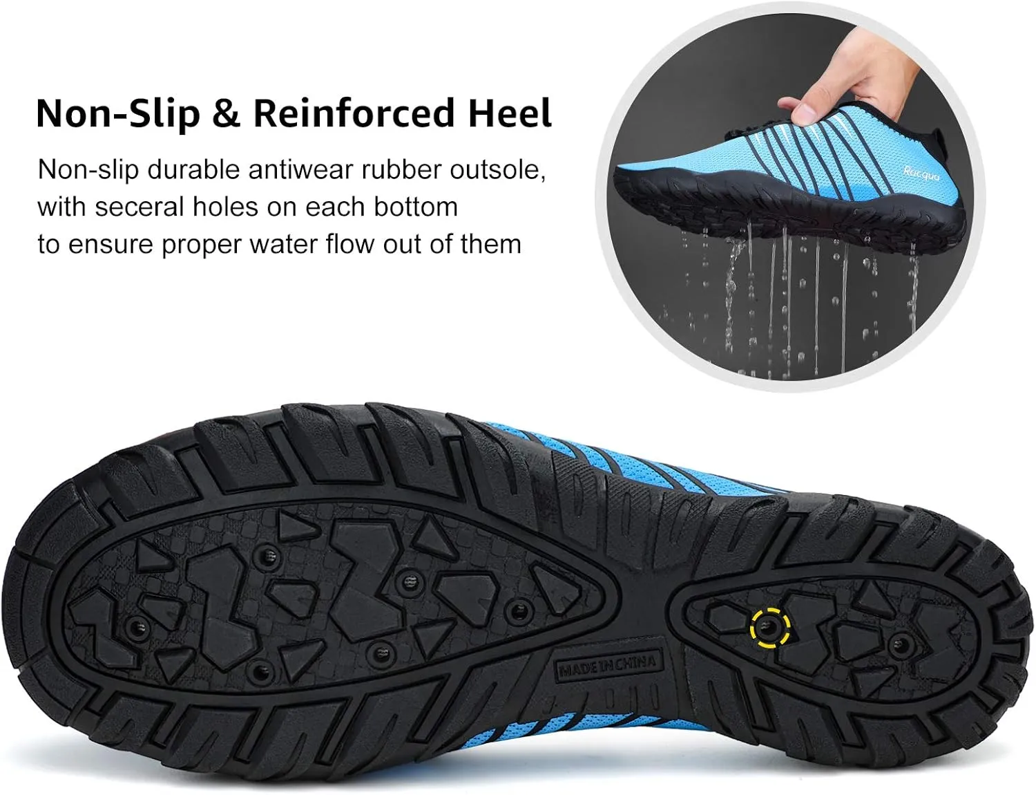 Racqua Water Shoes Quick Dry Barefoot Water Aqua Sport Beach Pool Swim Surf Diving for Men Women