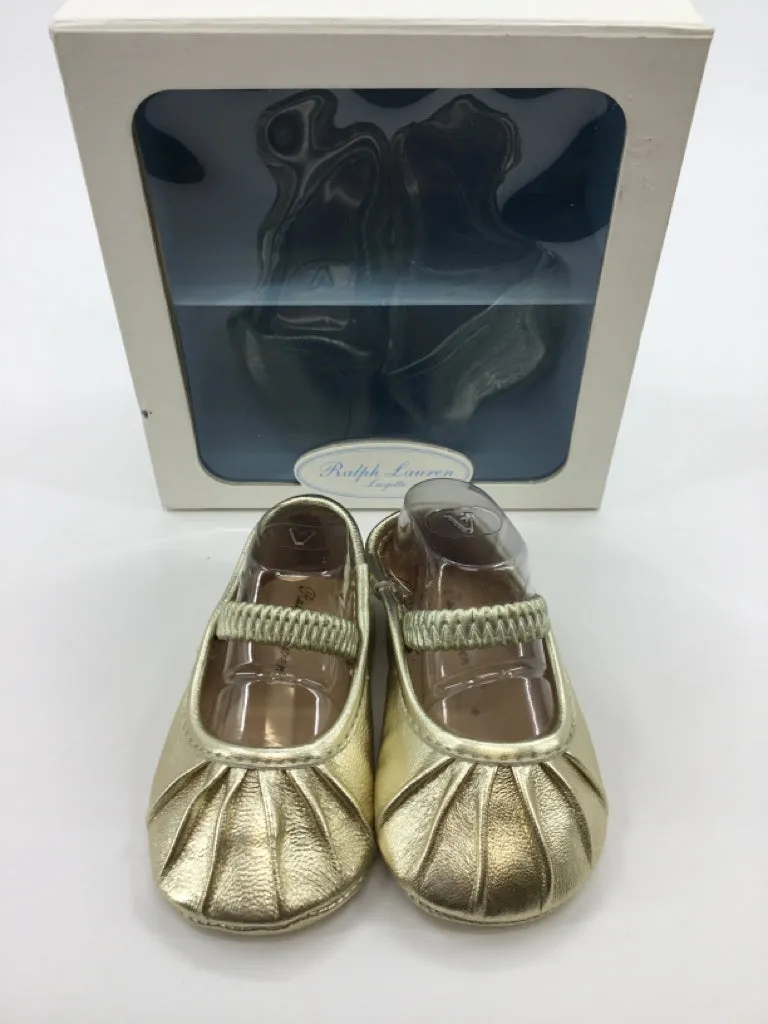 Ralph Lauren Child Size 2 Toddler Gold Baby/Walker Shoes