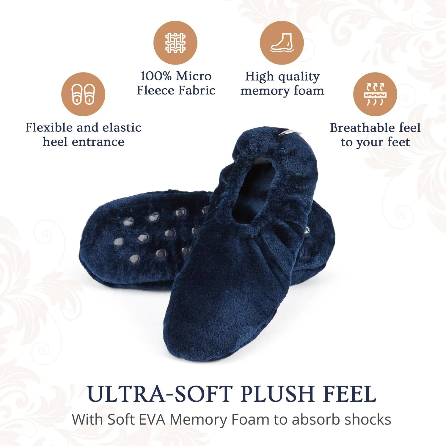 Velvet Plush Memory Foam Warm Slipper Socks For Women | Non-Slip One Size Fuzzy Socks For Women | Ultra Plush and Cozy Warmth Collection