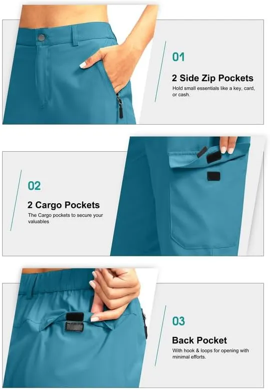 Women's 10" Hiking Golf Long Shorts with 5 Pockets Knee Length Lightweight Quick Dry Cargo Bermuda Shorts for Women