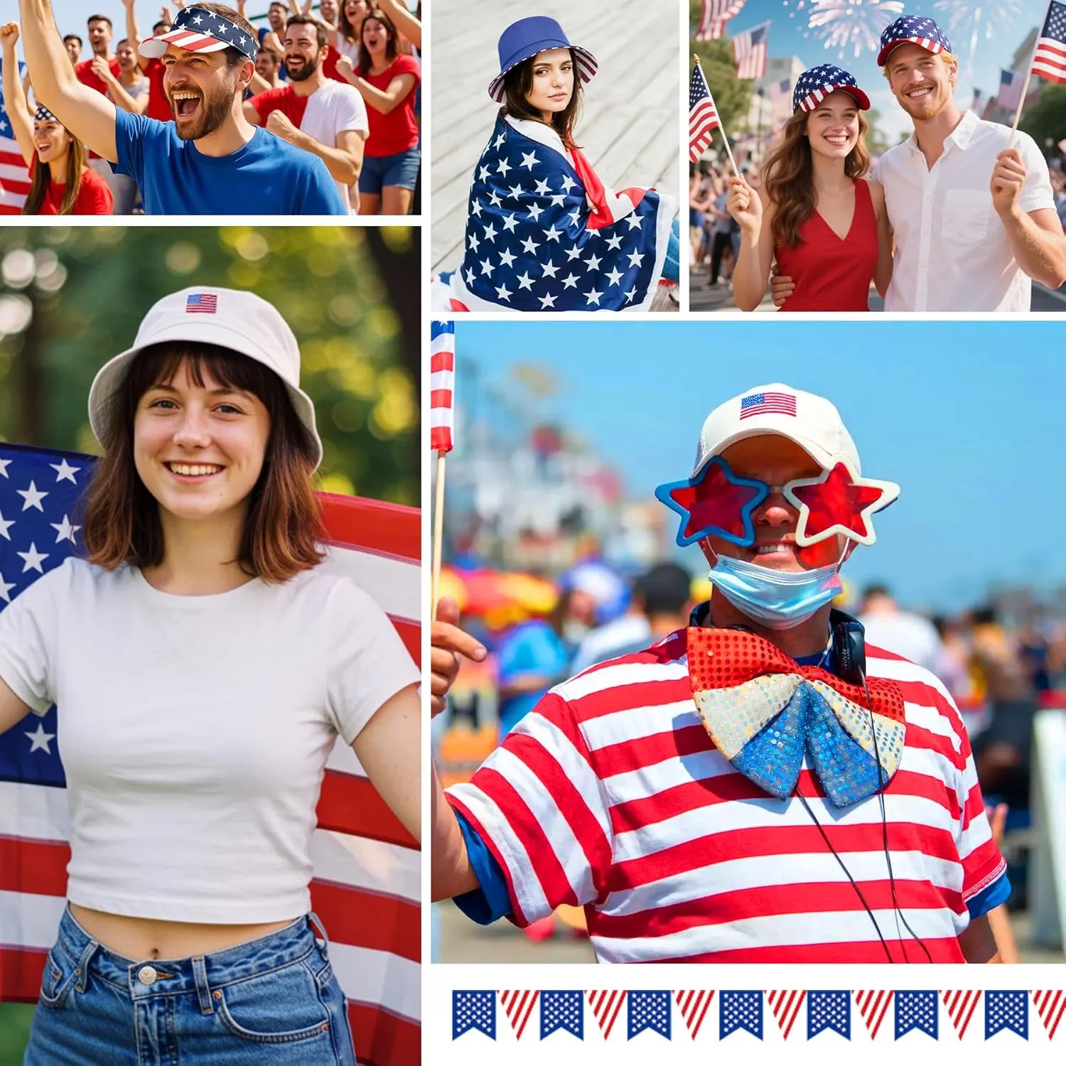Zando USA American Flag Hats for Women Men Red White and Blue Hat 4th of July Patriotic Hats - Sun Protection, Breathable